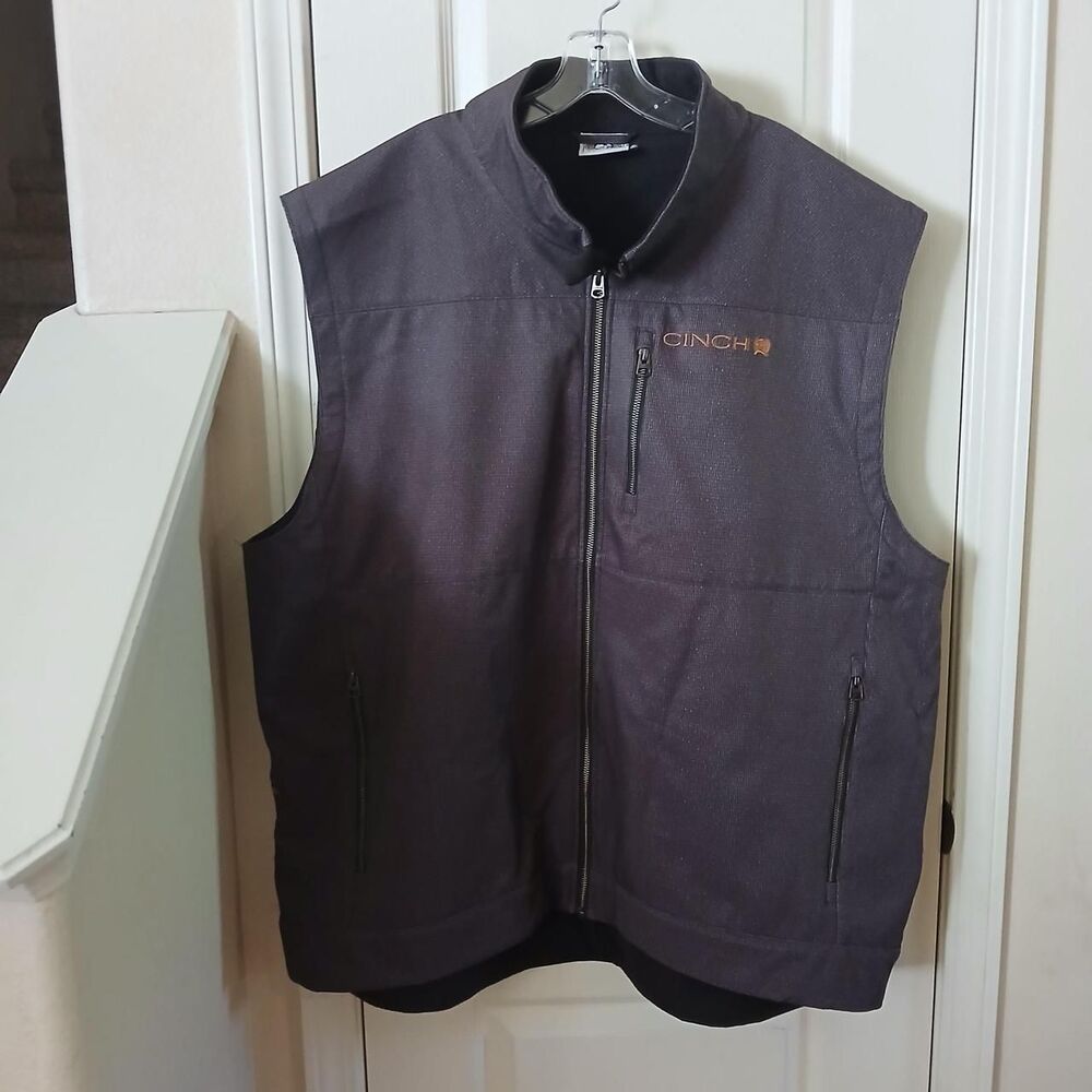 Cinch Men's Brown Fleece-Lined Bonded Softshell Vest 4XL Western Gorpcore Ranch